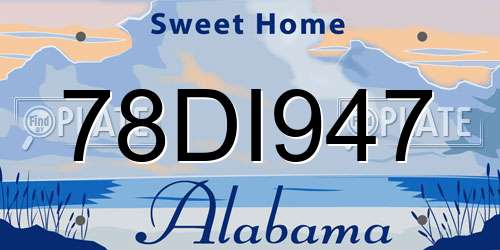 78DI947 Alabama License Plate