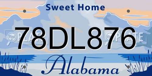 78DL876 Alabama License Plate
