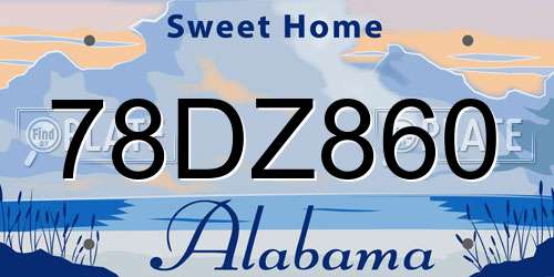 78DZ860 Alabama License Plate