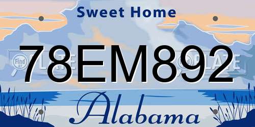 78EM892 Alabama License Plate