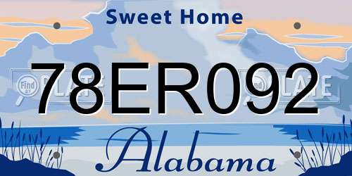 78ER092 Alabama License Plate