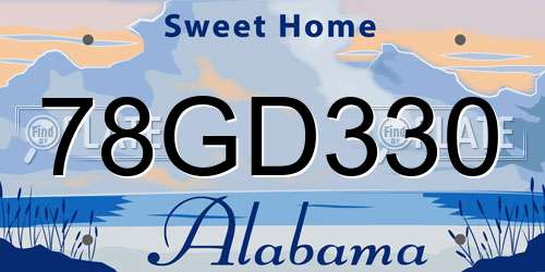 78GD330 Alabama License Plate