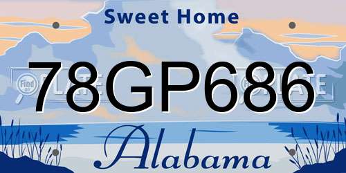 78GP686 Alabama License Plate