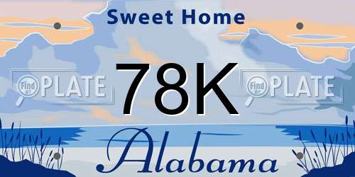 78K Alabama License Plate