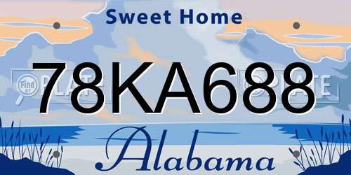78KA688 Alabama License Plate