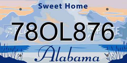 78OL876 Alabama License Plate
