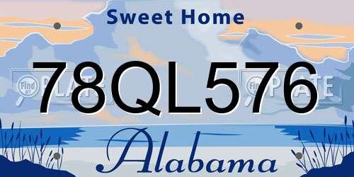 78QL576 Alabama License Plate