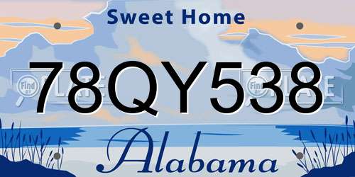 78QY538 Alabama License Plate