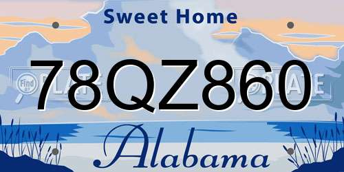 78QZ860 Alabama License Plate
