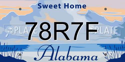 78R7F Alabama License Plate