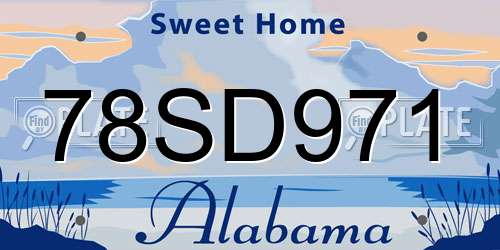 78SD971 Alabama License Plate