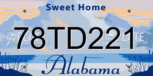 78TD221 Alabama License Plate
