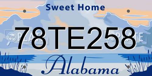 78TE258 Alabama License Plate