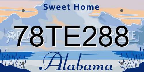 78TE288 Alabama License Plate