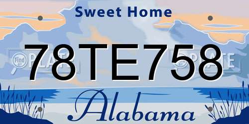 78TE758 Alabama License Plate