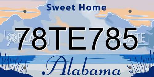 78TE785 Alabama License Plate