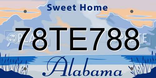 78TE788 Alabama License Plate