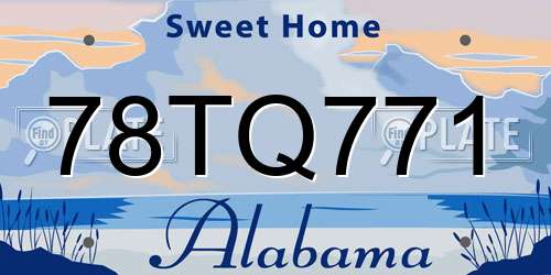 78TQ771 Alabama License Plate
