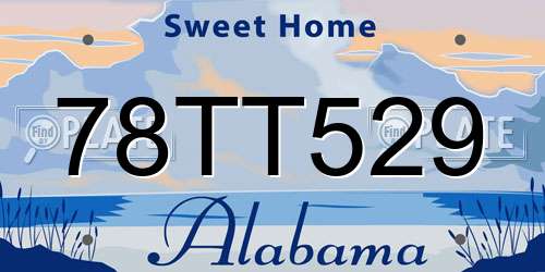 78TT529 Alabama License Plate