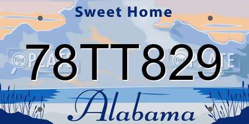 78TT829 Alabama License Plate