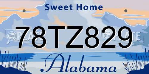 78TZ829 Alabama License Plate