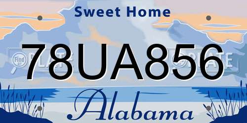 78UA856 Alabama License Plate