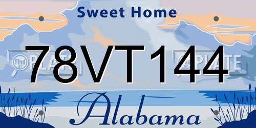 78VT144 Alabama License Plate