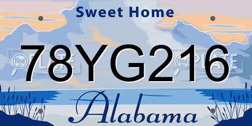78YG216 Alabama License Plate
