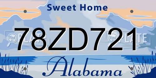 78ZD721 Alabama License Plate