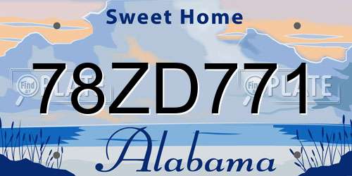 78ZD771 Alabama License Plate