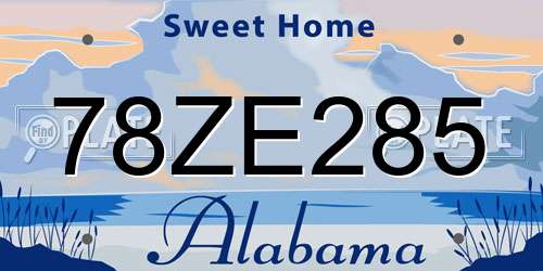 78ZE285 Alabama License Plate