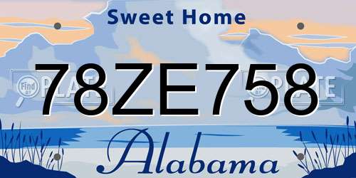78ZE758 Alabama License Plate