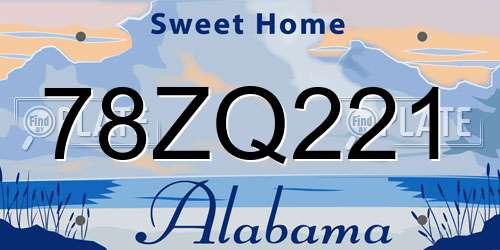 78ZQ221 Alabama License Plate