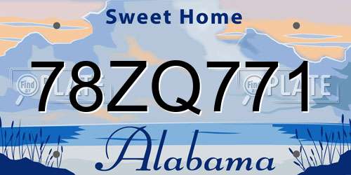 78ZQ771 Alabama License Plate