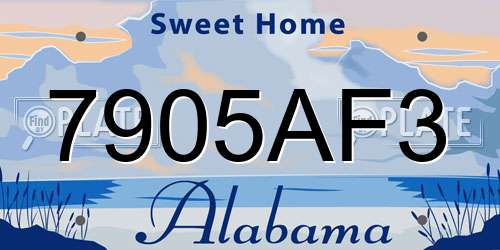 7905AF3 Alabama License Plate