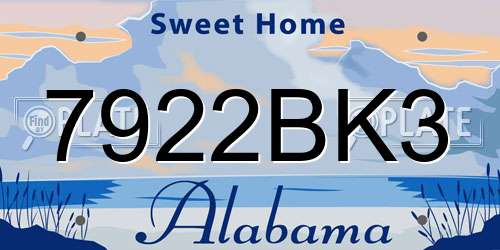 7922BK3 Alabama License Plate