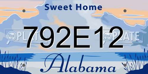 792E12 Alabama License Plate