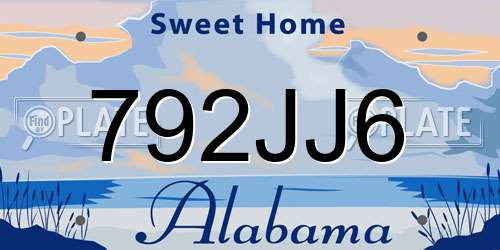792JJ6 Alabama License Plate