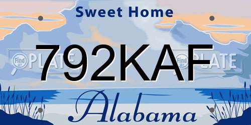 792KAF Alabama License Plate