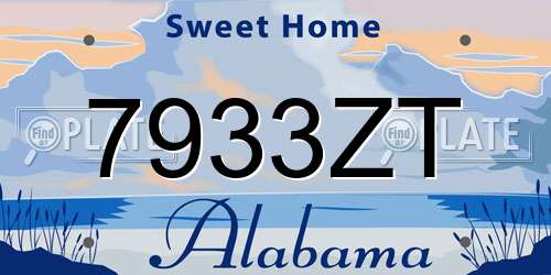 7933ZT Alabama License Plate