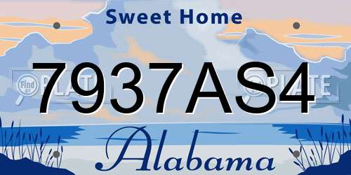 7937AS4 Alabama License Plate