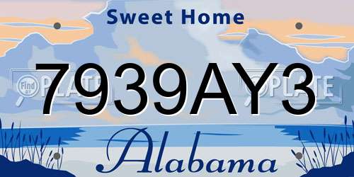 7939AY3 Alabama License Plate