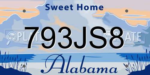 793JS8 Alabama License Plate