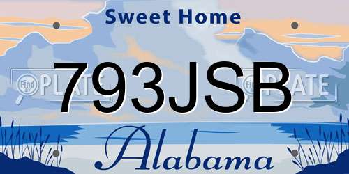 793JSB Alabama License Plate