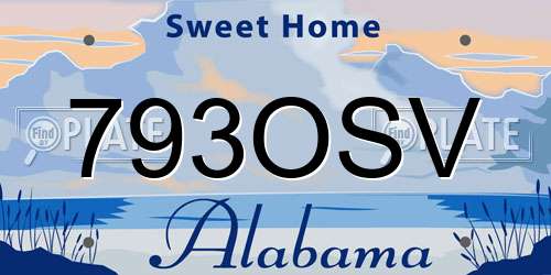 793OSV Alabama License Plate