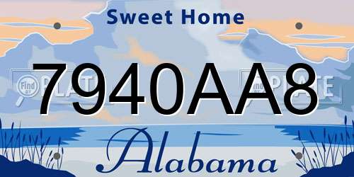 7940AA8 Alabama License Plate