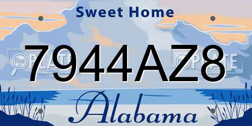 7944AZ8 Alabama License Plate
