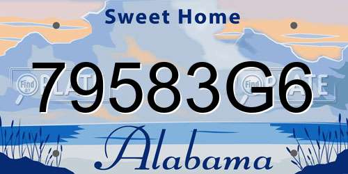 79583G6 Alabama License Plate