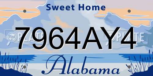7964AY4 Alabama License Plate