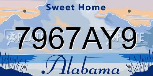7967AY9 Alabama License Plate